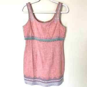 Esley Pastel Mini Dress Crocheted Trim Embroidered Sz M